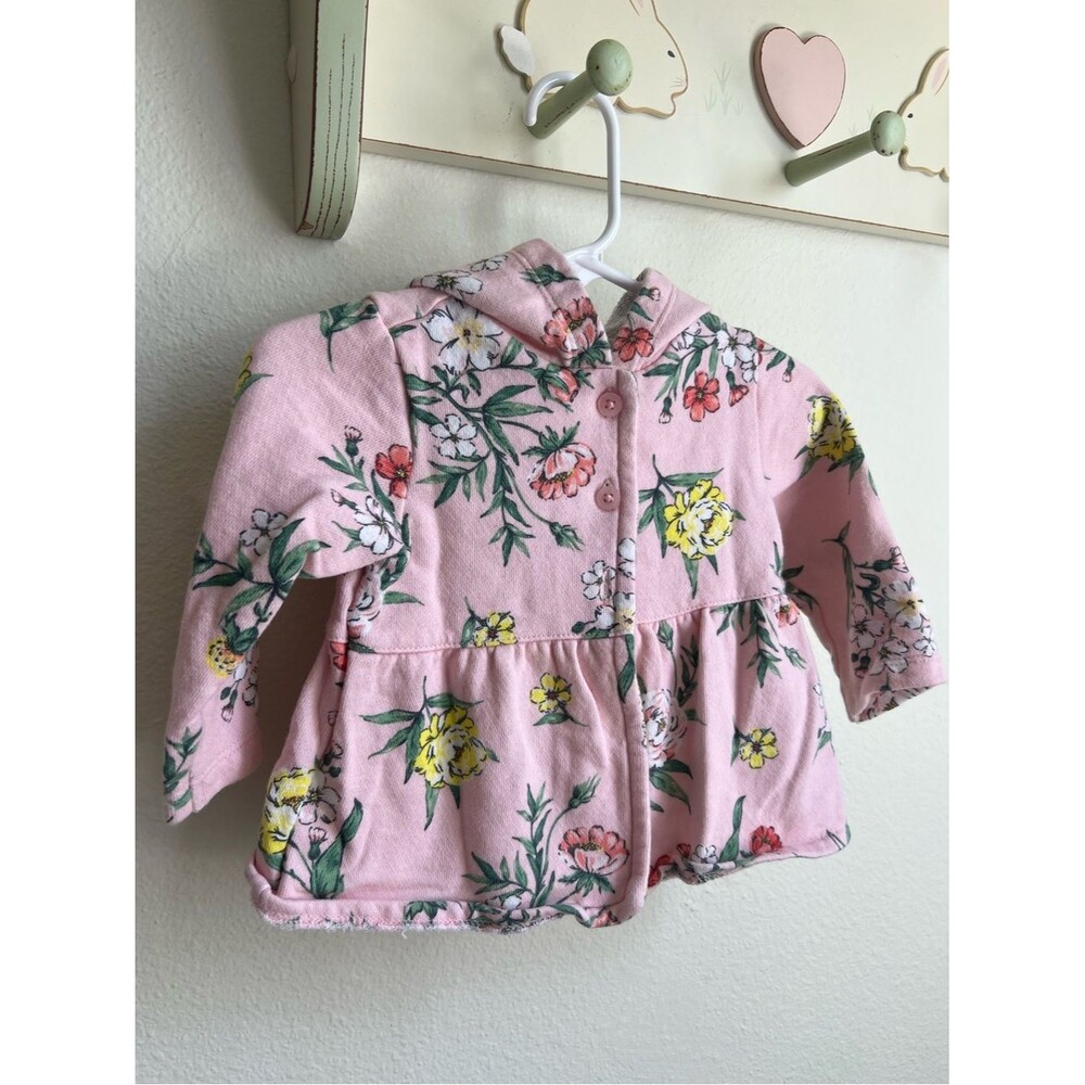 Carter's Pink Floral Hooded Jacket with Yellow & Green Accents